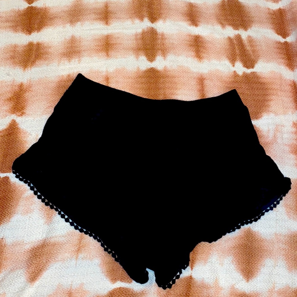 Black linen shorts